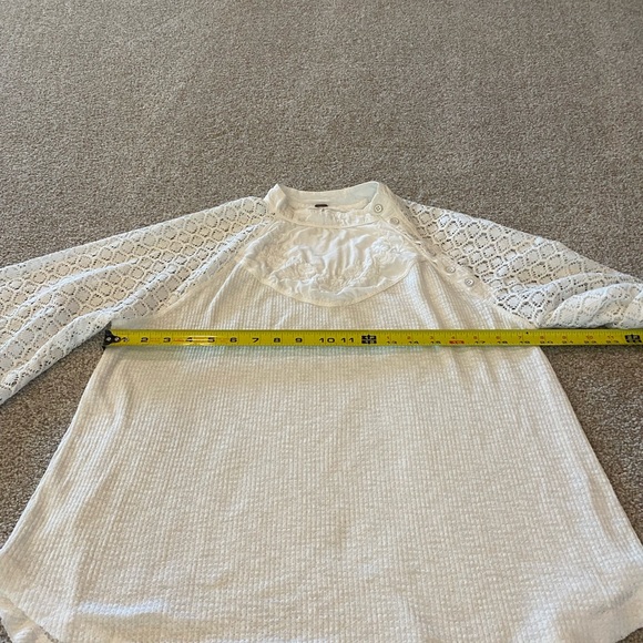 Free People Cream Lace Balloon-Sleeve Crewneck - Picture 5 of 7